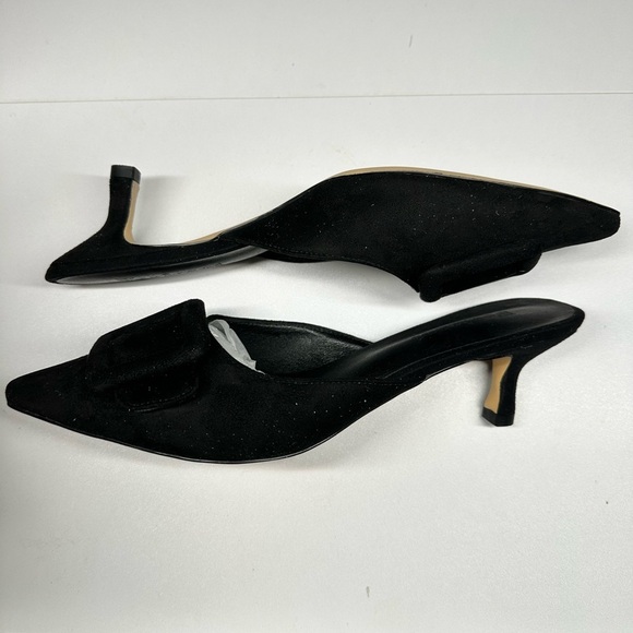 Fericzo Shoes - FERICZO Women’s Black “Suede” Pointed Toe Kitten Heel Mule Sz 9.5 NEW!